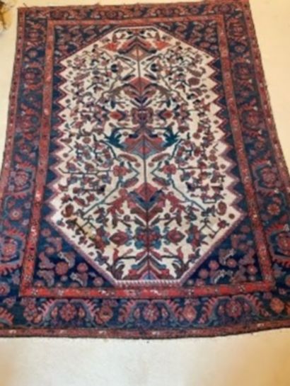 
Caucasian carpet with blue and beige background...