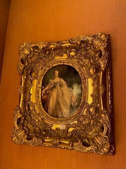Trois cadres pour tableaux en bois et stucs...