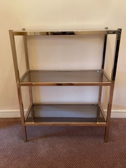 
Metal shelf with three smoked glass trays,...