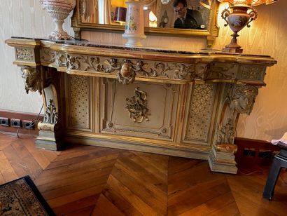 Large console in grey lacquered wood and...