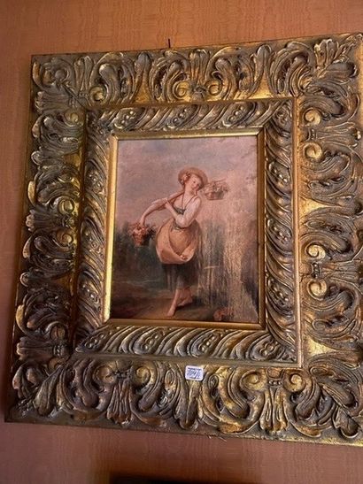 Trois cadres pour tableaux en bois et stucs...