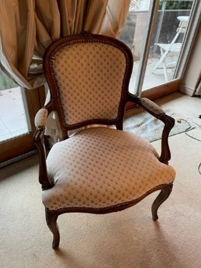 
Pair of armchairs in natural wood, cambered...