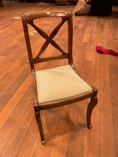 
Pair of mahogany chairs with X back, sabre...