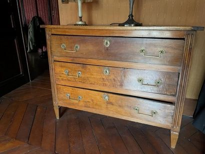Walnut chest of drawers with three drawers,...