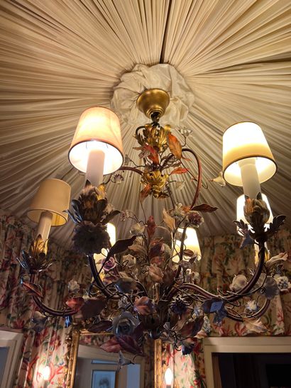 CAGE LIGHT with six light arms in polychrome...
