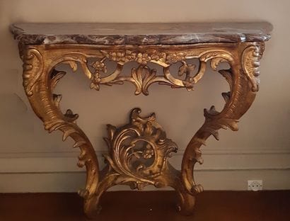 Carved and openworked gilded wood sconce,...