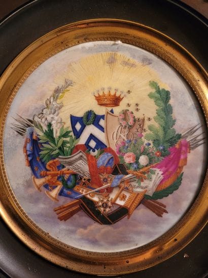 TWO porcelain MEDAILLONS one depicting a...