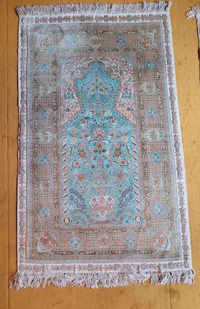 LOT OF FIVE wool and silk Hereke RUGS, one...