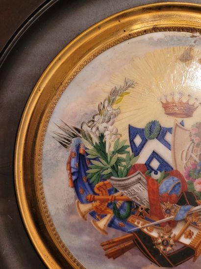 TWO porcelain MEDAILLONS one depicting a...