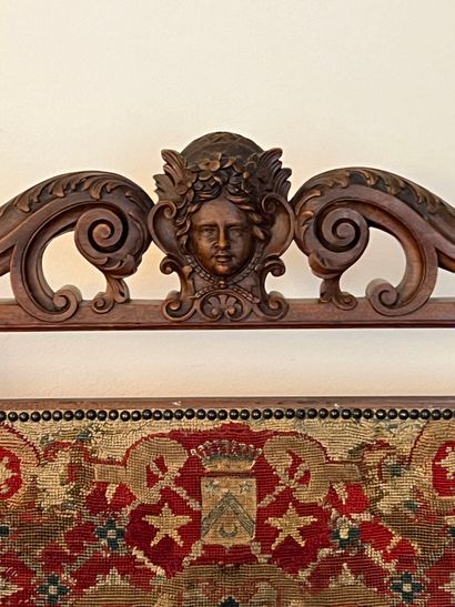 CHIMNEY SCREEN in carved natural wood decorated...