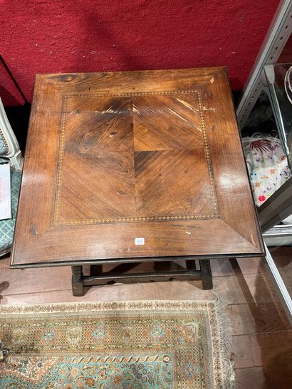 TABLE ESPAGNOLE in natural wood with inlaid...
