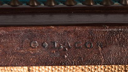 Pair of mahogany armchairs with openwork...
