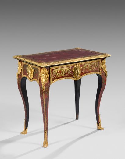Small one-drawer desk, decorated with Boulle...