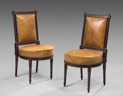 Pair of flat-back mahogany chairs. Uprights...