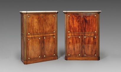 Pair of mahogany baseboard secretaries (one...
