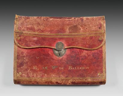 Wallet in red morocco gilt with small irons...