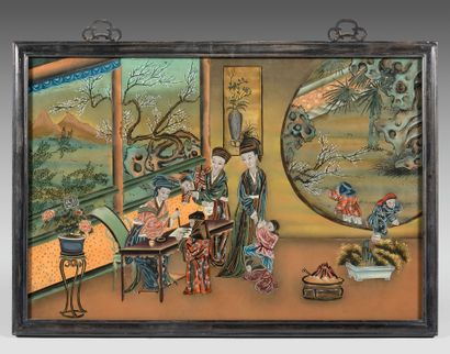 CHINE - XXe siècle
Paire de peintures sous...