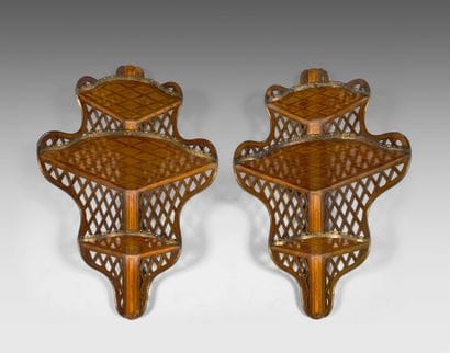 Pair of hanging corner shelves. Moving uprights...