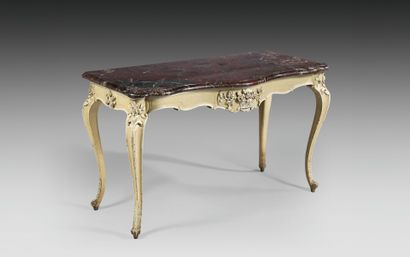 Large console in yellow and white relacquered...