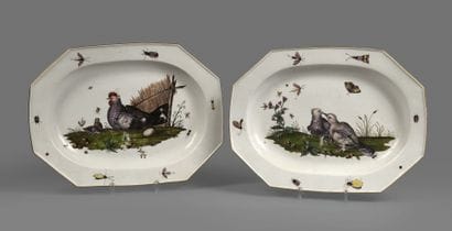 ALLEMAGNE Meissen 
Paire de plats octogonaux...