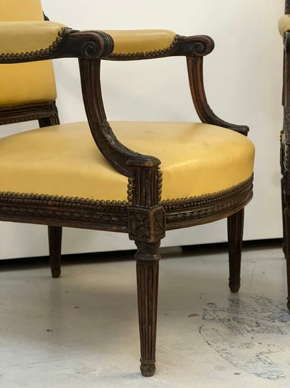 Paire de fauteuils à dossier plat carré en...