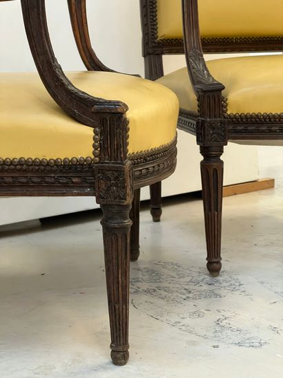 Paire de fauteuils à dossier plat carré en...
