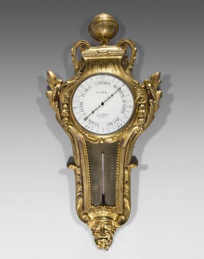 Mercury barometer and cartel in a pair of...