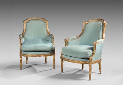 Pair of curved cabriolet-back bergères in...