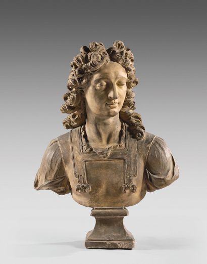 BUST of a young man in armor.
Terracotta...