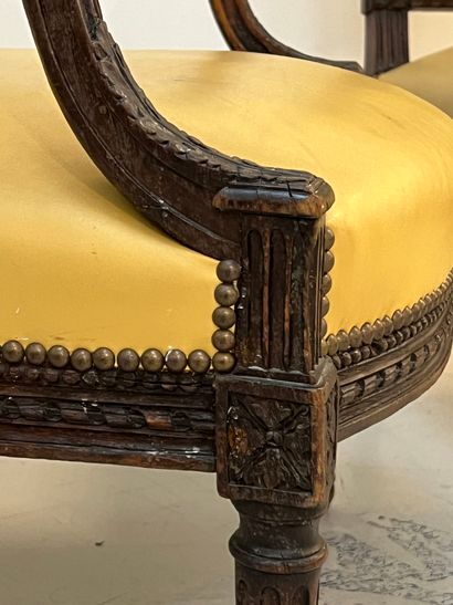 Paire de fauteuils à dossier plat carré en...