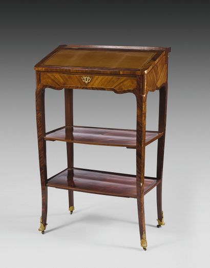 Rosewood and violetwood veneered standing...
