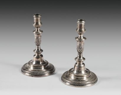Pair of silver-plated bronze torches with...