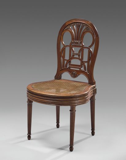 Mahogany chair with openwork back carved...