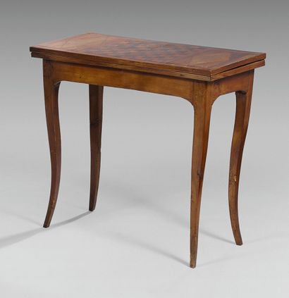 GAME TABLE with folding top inlaid with a...
