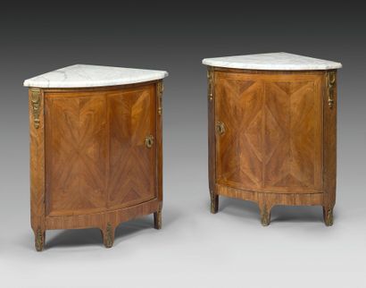 Pair of rosewood veneered corner cabinets...