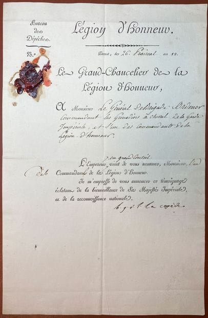 Légion d'honneur - Premier Empire, lettre...