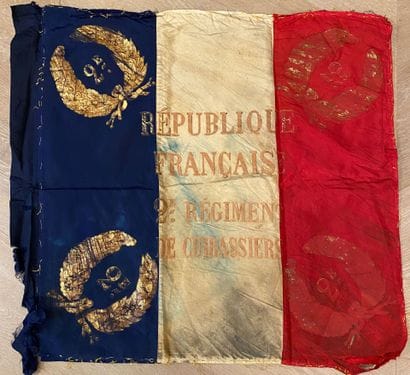 2nd cuirassiers regiment, tricolor silk standard...