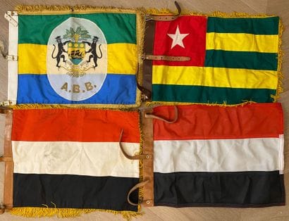 Presidential car pennants, set of four: Gabon,...