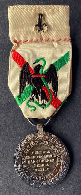 Mexico medal, signed Silver bar, period ribbon...