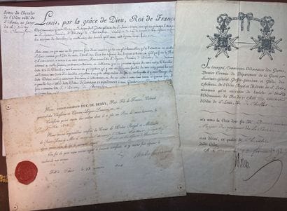 Ordre de Saint-Louis - Lot of three documents:...