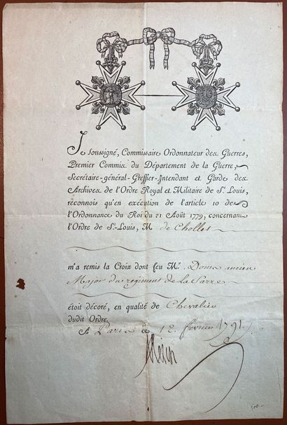 Ordre de Saint-Louis - Lot of three documents:...