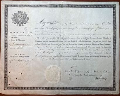 Institution du Mérite militaire, brevet de...
