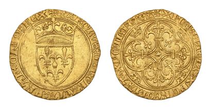 CHARLES VI (1380-1422)
Gold shield with crown....