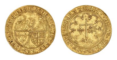 HENRI VI (1422-1453)
Gold salute. Rouen (leopard)....