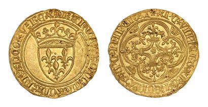 CHARLES VI (1380-1422)
Gold shield with crown....