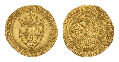 CHARLES VI (1380-1422)
Gold shield with crown....