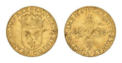 LOUIS XIV (1643-1715)
Gold shield with sun....