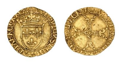 LOUIS XI (1461-1483)
Demi écu d'or à la couronne....