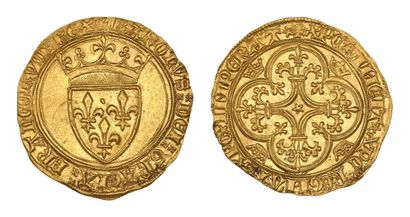 CHARLES VI (1380-1422)
Gold shield with crown....