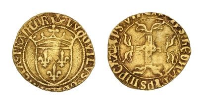 LOUIS XI (1461-1483)
Demi écu d'or à la couronne....